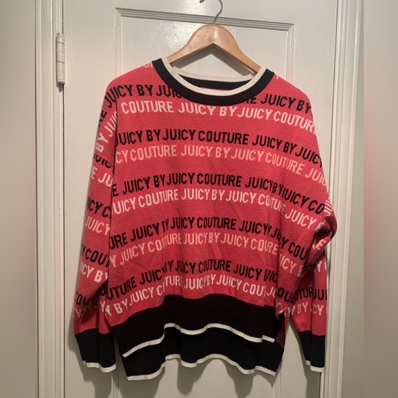 Juicy Couture Sweaters - Juicy By Juicy Couture Crew Neck Long Sleeve Pink Cozy Logo Pullover Sweater 1X